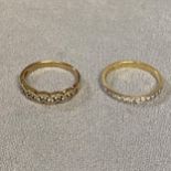 9ct gold diamond ring & unmarked yellow metal & diamond half eternity ring