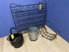 A quantity of metal wares to include spark guards, buckets etc