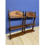 Pair of wooden hanging wall shelves