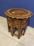 Indian style hardwood folding table, inset designs