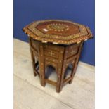 Indian style hardwood folding table, inset designs