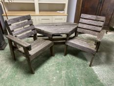 Garden wooden 2 chair/table combined "love seat"