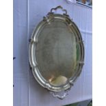 A large Victorian two handled tray, and a quantity of silver plate, and a hallmarked silver and