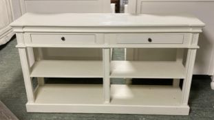 Modern 2 tier cream sideboard with 2 drawers to front 160x43x91 cm