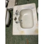 A large vintage marble topped sink with taps and drainer 85x64 cm