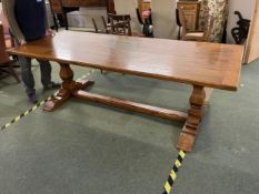 A good oak plank top refectory table , in good condition 245x100x77 cm