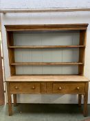 Victorian Country pine dresser with plate rack over, 181x45x205 cm