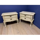 Pair of painted bedside tables, with 2 drawers 82x41x71 cm