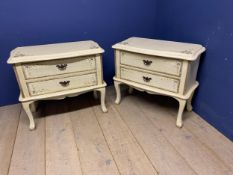 Pair of painted bedside tables, with 2 drawers 82x41x71 cm