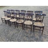 Set of 12 small Edwardian dining chairs , the seats for upholstery and restoration