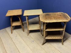 3 bamboo plantation style tables (wear to top)