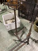 Georgian steel Firegrate with brass finial 58x43x64 cm and other assorted fireplace items