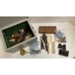 A quantity of general items including old keys, parts of gilding, castors, and other useful bits for