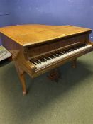 Baby Grand Piano - Chappell, London, walnut cased, fading to the top, size 150cm wide x 140cm