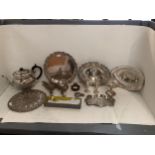 Quantity of silver plate including pair of pheasants, large teapot, salvers, posy vases and a