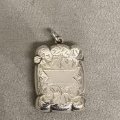 Sterling Silver vesta case with chased decoration, vacant cartouche by John Rose, Birmingham,