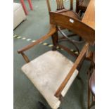 Set of 6 George III Chippendale Style oak solid seat dining chairs, and a pair of similar period arm