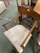 Set of 6 George III Chippendale Style oak solid seat dining chairs, and a pair of similar period arm