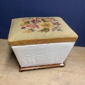 Ottoman, sarcophagus shaped, with tapestry top (with wear and in used condition)