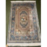Chinese washed rug, blue and oatmeal ground 190 x 123cm