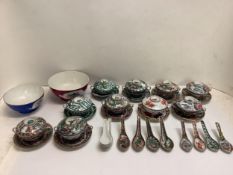 Mid C20th hand painted oriental set of tea wares & Russian Gardner porcelain