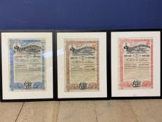 Three 'Egyptian Estate Limited' share certificated 1906 40cm x 27cm. Provenance, consigned by the