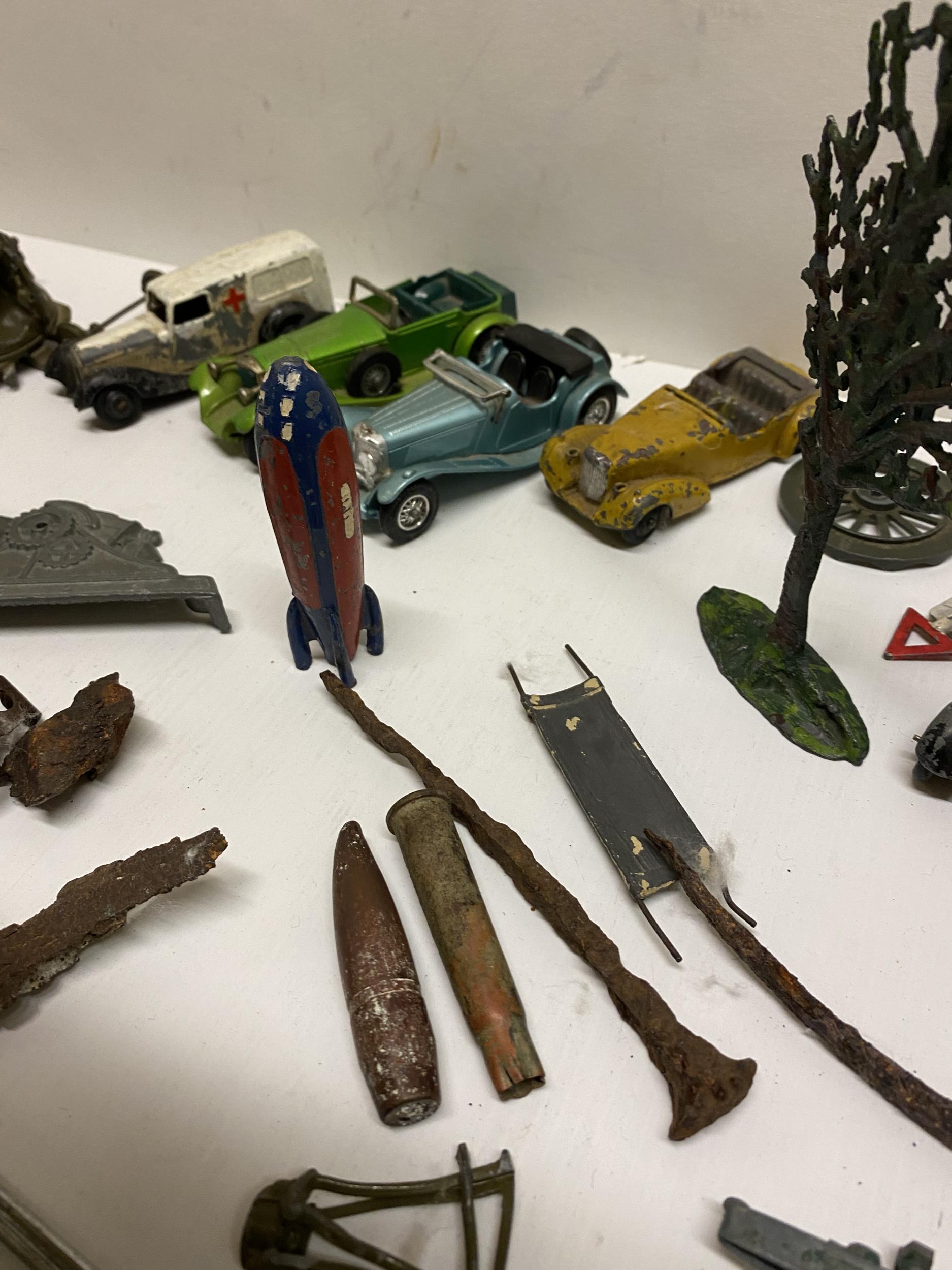 Quantity of toys, including Britains Farmyard animals, and vintage vehicles, all with much wear - Image 12 of 13