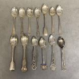 Collection of sterling silver tea spoons of various ages and designs, 6.8ozt total