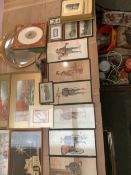 Miscellaneous vintage wares, thermos, tins, mirror, prints, pictures, old scales etc, all in used