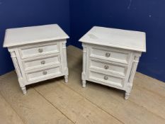 Pair of white bedside tables 50x40x54 cm and a floral upholstered chair