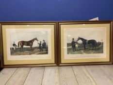 Pair of elegant framed and glazed prints of racehorses, Fores's Celebrated Winners, The Flying