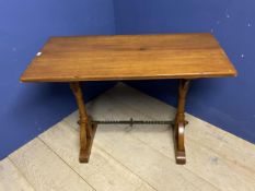 Modern refectory side table, with wrought iron stretcher 106x50x77 cm