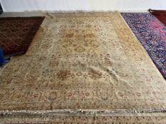 Mahal Carpet, Pakistani 100% wool rug, pale ground colours, with stylized all over fine pattern