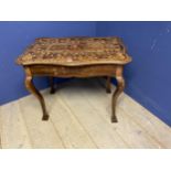 Marquetry inlaid side table with cabriole legs 92 x 61 x 74 cm