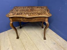 Marquetry inlaid side table with cabriole legs 92 x 61 x 74 cm