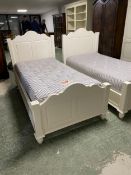 Pair of painted single beds and mattresses 205x105x120 cm, cleared from a clean home, and in good