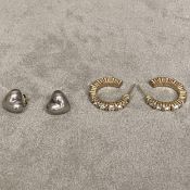 Pair of 925 stamped Tiffany & Co. heart shaped ear studs, and a pair of paste set hoop earrings by