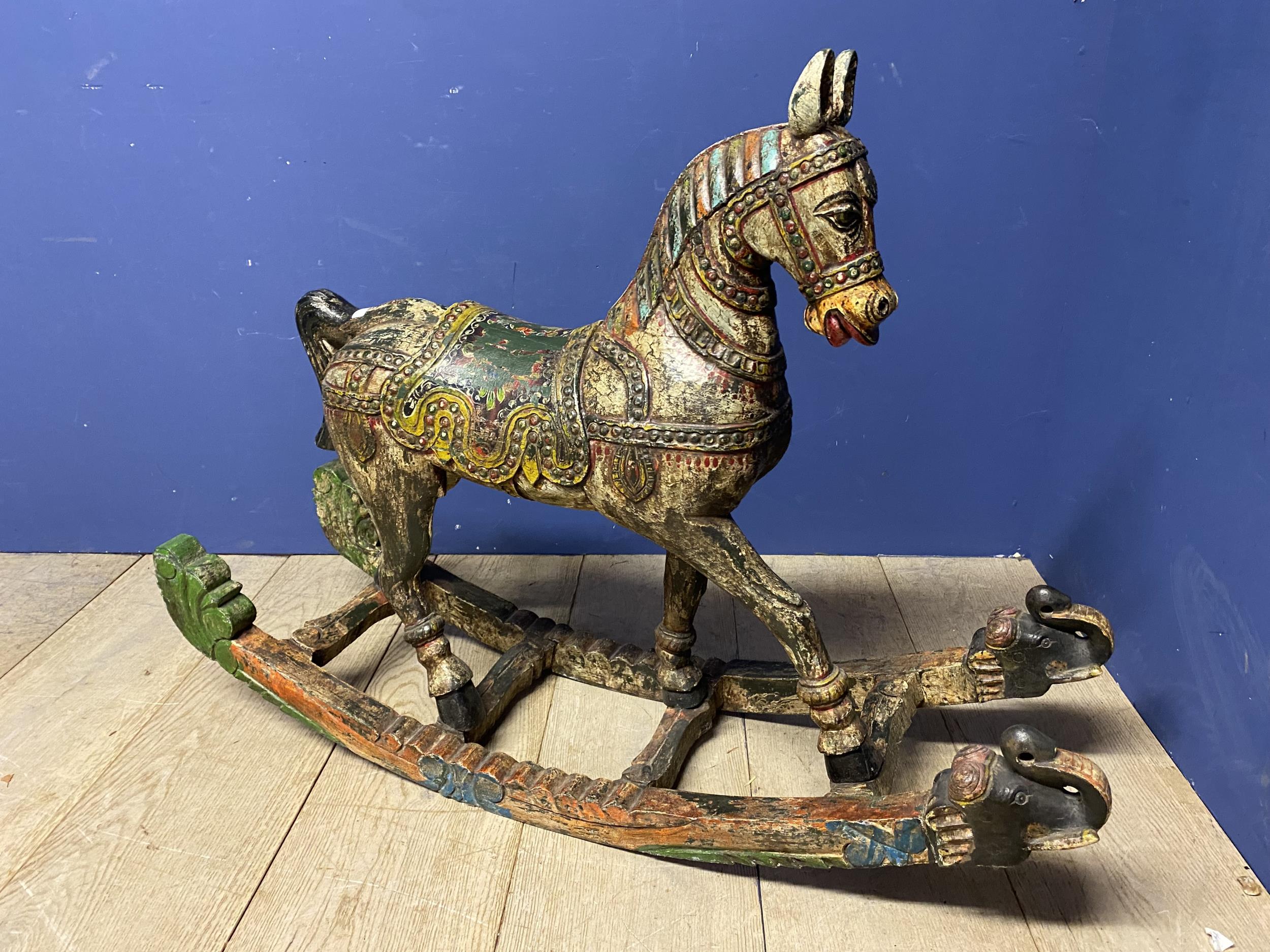 Small decorative painted rocking horse 104x78 cm