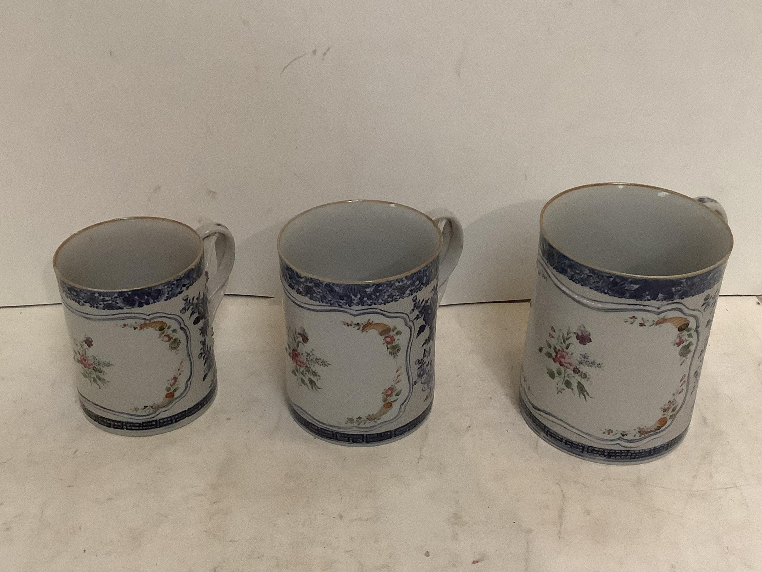 Set of 3 Chinese porcelain 1736-1795 Qianlong tankards and a Quantity of China to include, Crown - Image 3 of 7