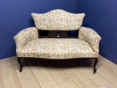 Victorian two seater settee upholstered in a light floral fabric 140x 68x100 cm