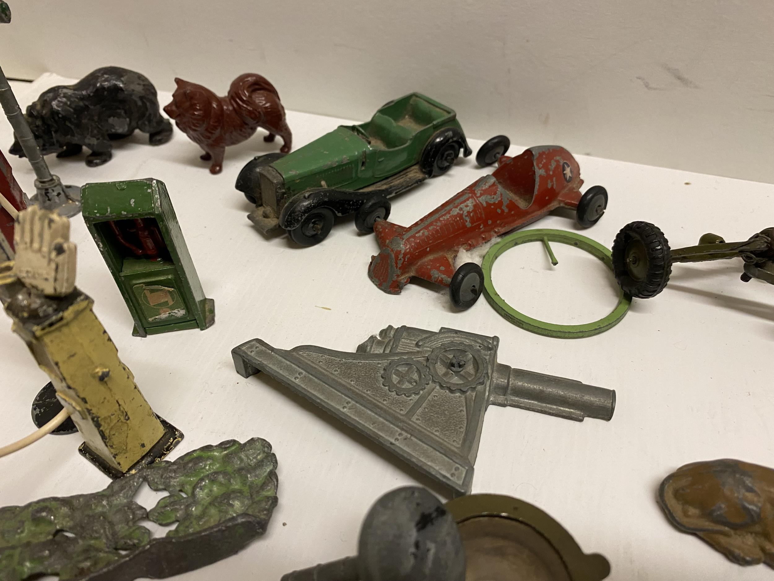 Quantity of toys, including Britains Farmyard animals, and vintage vehicles, all with much wear - Image 9 of 13