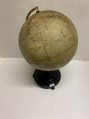 Philips 12 inch Terrestrial Globe on turned black wood stand; see images for makers stamp details