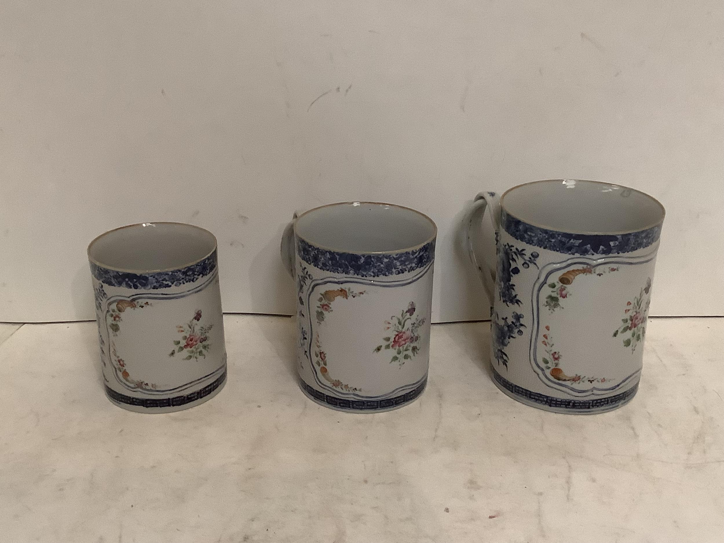 Set of 3 Chinese porcelain 1736-1795 Qianlong tankards and a Quantity of China to include, Crown - Image 4 of 7