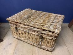 A vintage wicker laundry basket 75 x 54 36cm