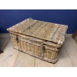 A vintage wicker laundry basket 75 x 54 36cm