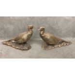 Pair of decorative silver plate Pheasants