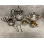 Silver Sheffield plate tea set, see images for details