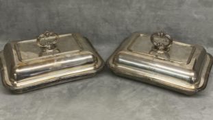 Pair of Sheffield Plate early C19th lidded entrée dishes