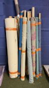 Quantity of fabric, rolls and folded, cleared from local upholsterer