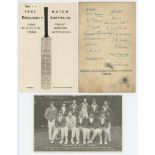 The Ashes 1926-1934. 'The Test Match. England v Australia. June 8th, 9th, 11th & 12th 1934. Trent